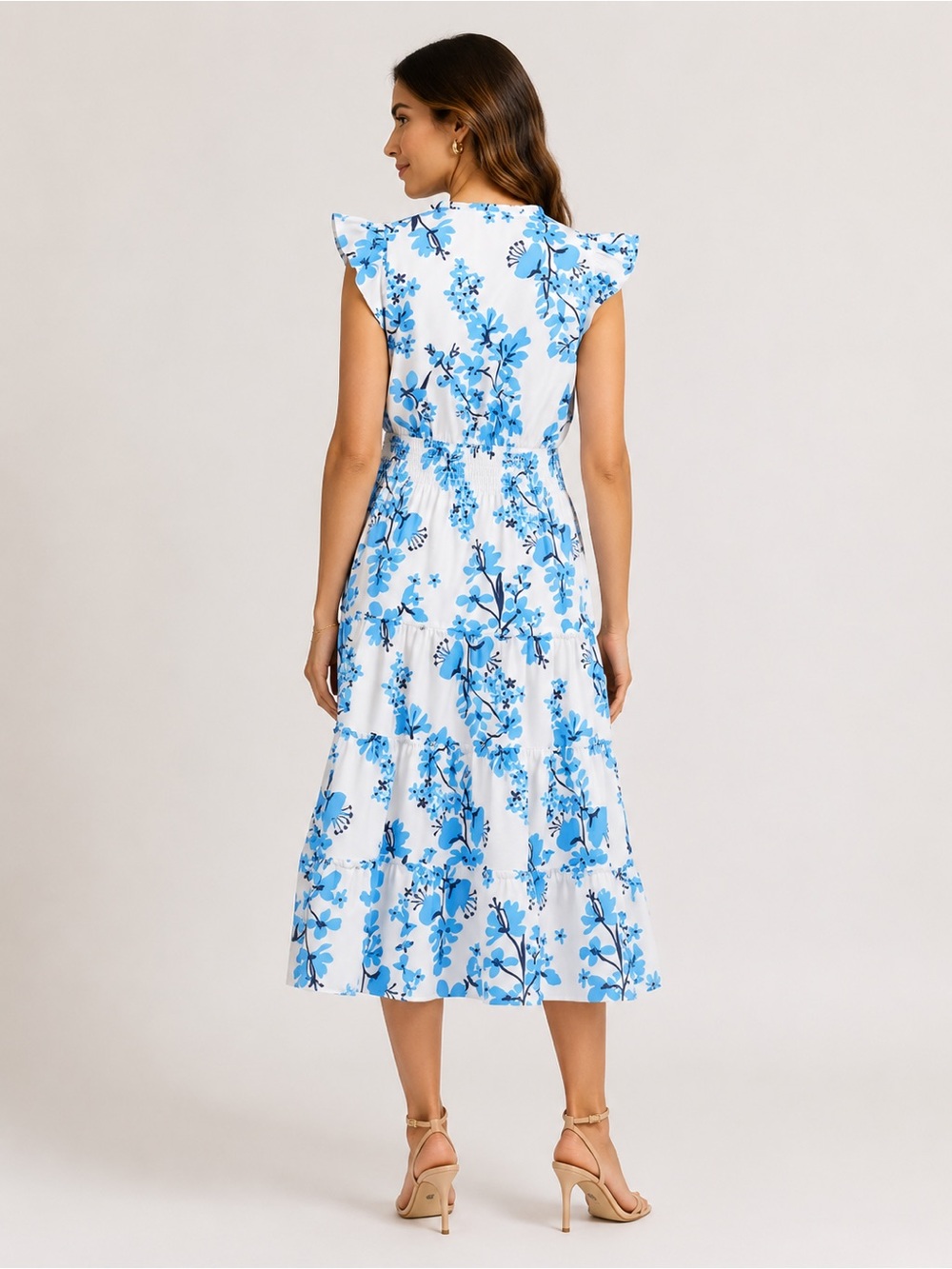 🎉LAST PIECE 🎉SAIL TO SABLE Flutter Sleeve Floral Midi Dress - Picture 2 of 9